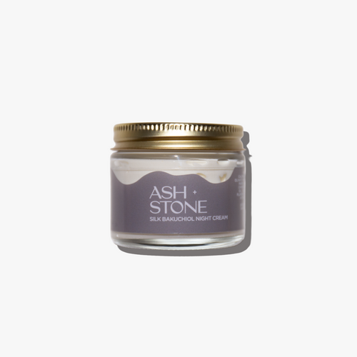 Jar of Ash + Stone skincare product on a white background - retinol alternative